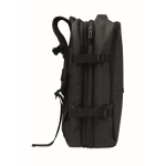 Expandable RPET 600D backpack with compartments and trolley strap 20L black colour seventh view