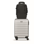 Expandable RPET 600D backpack with compartments and trolley strap 20L black colour