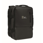 Expandable RPET 600D backpack with compartments and trolley strap 20L black colour main view