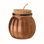 Glass candle holder with cork lid and vanilla scented candle brown colour