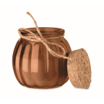 Glass candle holder with cork lid and vanilla scented candle brown colour