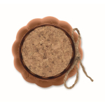 Glass candle holder with cork lid and vanilla scented candle brown colour sixth view