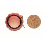 Glass candle holder with cork lid and vanilla scented candle red colour fifth view