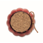 Glass candle holder with cork lid and vanilla scented candle red colour sixth view