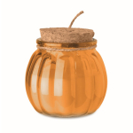 Glass candle holder with cork lid and vanilla scented candle orange colour second view