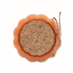 Glass candle holder with cork lid and vanilla scented candle orange colour sixth view