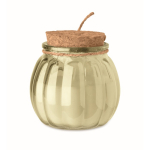 Glass candle holder with cork lid and vanilla scented candle beige colour