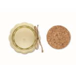 Glass candle holder with cork lid and vanilla scented candle beige colour fifth view