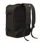 Expandable cabin backpack in RPET 600D with multiple pockets 20 L black colour third view