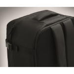 Expandable cabin backpack in RPET 600D with multiple pockets 20 L black colour sixth photographic view
