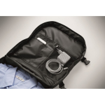 Expandable cabin backpack in RPET 600D with multiple pockets 20 L black colour eighth photographic view
