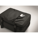 Expandable cabin backpack in RPET 600D with multiple pockets 20 L black colour photographic view