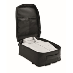 Expandable cabin backpack in RPET 600D with multiple pockets 20 L black colour