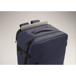 Expandable cabin backpack in RPET 600D with multiple pockets 20 L blue colour fifth photographic view