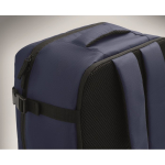 Expandable cabin backpack in RPET 600D with multiple pockets 20 L blue colour sixth photographic view