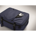 Expandable cabin backpack in RPET 600D with multiple pockets 20 L blue colour photographic view