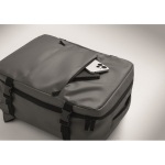 Expandable cabin backpack in RPET 600D with multiple pockets 20 L dark grey colour photographic view