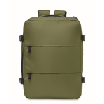 Expandable cabin backpack in RPET 600D with multiple pockets 20 L military green colour second view