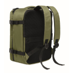 Expandable cabin backpack in RPET 600D with multiple pockets 20 L military green colour third view