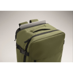 Expandable cabin backpack in RPET 600D with multiple pockets 20 L military green colour fifth photographic view