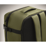 Expandable cabin backpack in RPET 600D with multiple pockets 20 L military green colour sixth photographic view