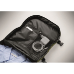 Expandable cabin backpack in RPET 600D with multiple pockets 20 L military green colour eighth photographic view