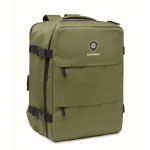 Expandable cabin backpack in RPET 600D with multiple pockets 20 L military green colour main view