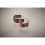 Set of 2 glass coffee cups with walnut wood band 120 ml wood colour third photographic view