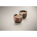 Set of 2 glass coffee cups with walnut wood band 120 ml wood colour fourth photographic view