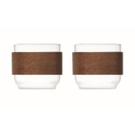 Set of 2 glass coffee cups with walnut wood band 120 ml wood colour fifth view