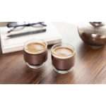 Set of 2 glass coffee cups with walnut wood band 120 ml wood colour ambient view
