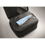 RPET 600D travel backpack with vacuum bag and pump included 18L black colour photographic view