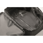 RPET 600D travel backpack with vacuum bag and pump included 18L black colour photographic view