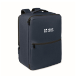 RPET 600D travel backpack with vacuum bag and pump included 18L navy-blue colour view with print area
