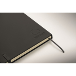 A5 PU notebook set with blue pen and lined pages black colour fourth photographic view