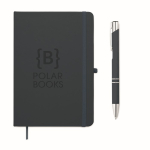 A5 PU notebook set with blue pen and lined pages navy-blue colour second main view