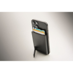 Magnetic recycled plastic card holder for 3 cards with stand black colour sixth photographic view