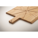 Bamboo pizza board with stainless steel pizza cutter included wood colour third photographic view