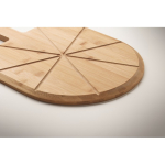 Bamboo pizza board with stainless steel pizza cutter included wood colour fourth photographic view