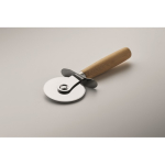 Bamboo pizza board with stainless steel pizza cutter included wood colour fifth photographic view