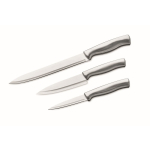 Set of 3 stainless steel kitchen knives for everyday use silver colour fifth view