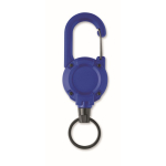Durable plastic badge holder with carabiner and 60 cm cord royal blue colour second view
