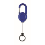 Durable plastic badge holder with carabiner and 60 cm cord royal blue colour third view