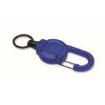 Durable plastic badge holder with carabiner and 60 cm cord royal blue colour fourth view