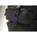 Durable plastic badge holder with carabiner and 60 cm cord royal blue colour fifth photographic view
