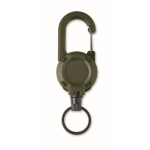 Durable plastic badge holder with carabiner and 60 cm cord military green colour second view