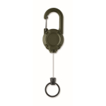 Durable plastic badge holder with carabiner and 60 cm cord military green colour third view