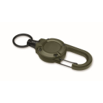 Durable plastic badge holder with carabiner and 60 cm cord military green colour fourth view