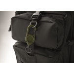 Durable plastic badge holder with carabiner and 60 cm cord military green colour fifth photographic view