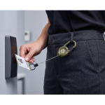 Durable plastic badge holder with carabiner and 60 cm cord military green colour main ambient view